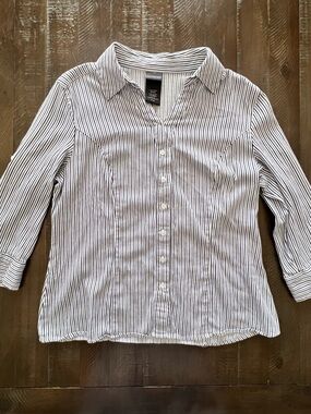 Covington Stripe Button Up Shirt Women Size Large Petite